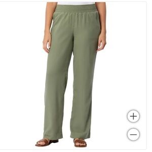 New Briggs Women's Linen Blend Pant pull on green pants